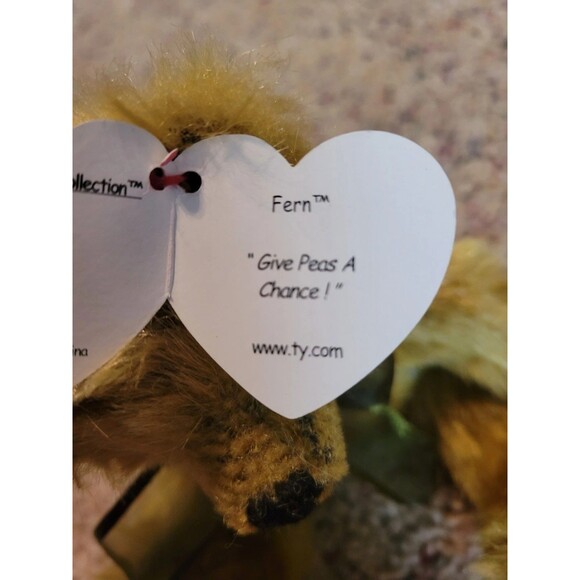 Ty Attic Treasures Fern the Bear Give Peas A Chance Vtg 2000 - Picture 7 of 7